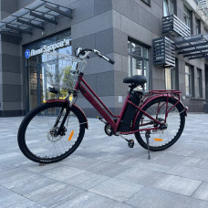 Електровелосипед VOLTO Huachi 26" 500W 19Ah Бордовий з кошиком та багажником