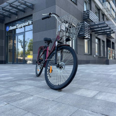 Електровелосипед VOLTO Huachi 26" 500W 19Ah Бордовий з кошиком та багажником